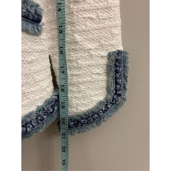 Nic+Zoe Bright Side Knit Jacket S denim fringe beachy - Picture 10 of 10